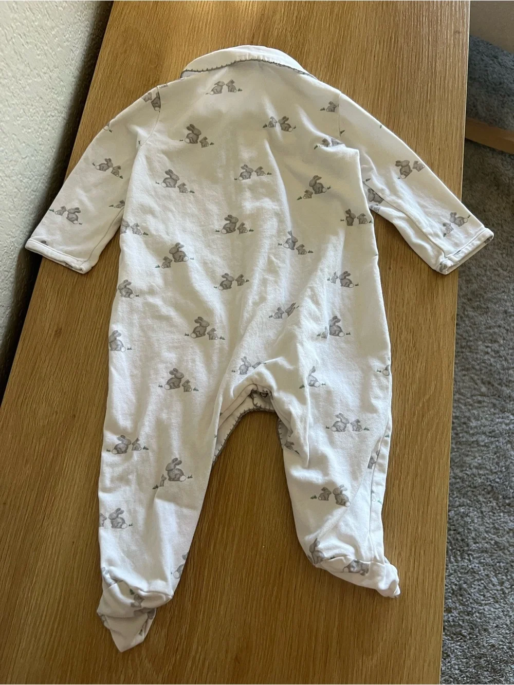 Lapinou Footed One-Piece with Bunny Print, 6-9m